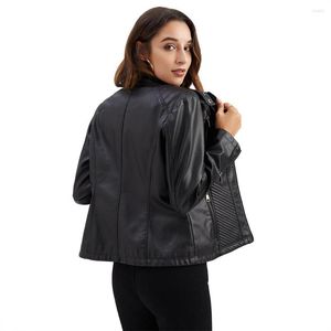 Damenjacken Lederjacke Frauen Herbst Spring Moto Biker Reißverschluss Mantel Damen Outerbekleidung