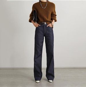 Женские джинсы Простые повседневные хлопковые брюки для джинсовой ткани Женщины 2023 Весна Тонкая ретро Прямой Драп