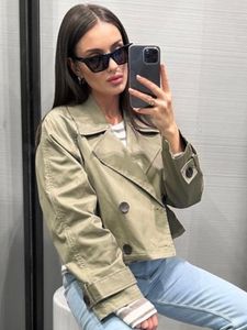 Damenjacken Fashion Chic Belt Short Jacket Women Solid Long Sleeve VNECK Lappelmantel 2023 Herbst Ladies Rastro Windbreem 230821