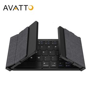 Klawiatury Avatto Przenośne mini składane bezprzewodowe klawiatura Bluetooth 51 z 3 -cannels połączenie dla systemu Windows Android Tablet IPad Phone 230821