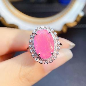 Cluster Rings 925 Sterling Silver Pink Opal Engagement Ring Natural Fire Promise Anniversary For Women Gift