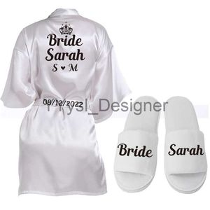 Customized Wedding Bathrobe Faux Silk Bridal Robe Bride Bridesmaid Wedding Robes Woman Bachelorette Hen Party x0822