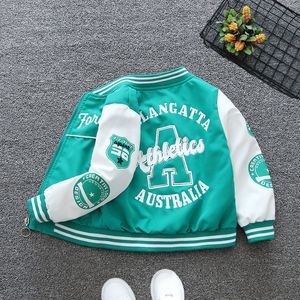 Jackets Autum Spring Baseball Green Jacket Mantel Kinder Mode Kleidung für Teenager Mädchen Jungen Strickjacke 2 bis 13 Kinder Outwear Bomber 230817