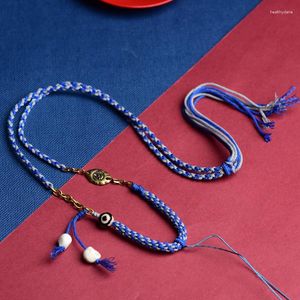 Colares pendentes estilo tibetano corda de corda semi-acabada a cadeia de suéter DIY pode pendurar Thangka Rub Cotton Thread Ethnic