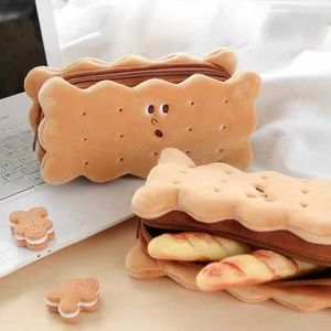 Learning Toys Biscuit Pencil Caes High Capacity Plush Creative Cookies Pen Bags Cute Cartoon Pencil Box 0ffice School Supplies Stationary Gift