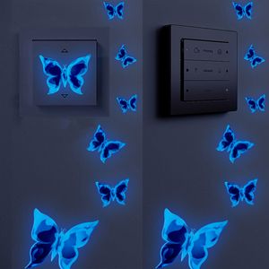 Adesivos de parede azul glowinthedark butterfly room decoração acessórios de desenho animado para aniversários aniversários Paster 230822