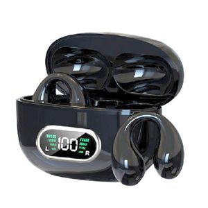Benlednings hörlurar Bluetooth -headset HD Digital Display Earless Wireless Earphones Buller Reduction Waterproof Sports HiFi Music Auriculares Earphone