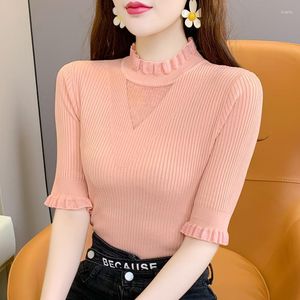 女性用セーターサマー韓国ヴィンテージTシャツパーティーハラジュクティーベーシックメスストリートウェア女性バタフライスリーブレースホワイトカジュアルカジュアル