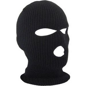 Máscara de tampa do rosto cheia três buracos Balaclava knit chapéu de inverno máscara de neve esticada touca de chapéu de gorro New Black Warm Face Masks228n