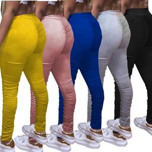 Women's Pants Stacked Leggings Sweat Jogger Sweatpants Women Leg And Hip Ruched Legging Jogging Femme Mujer Trousers