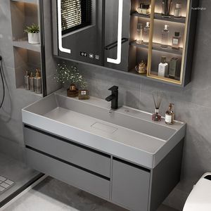 Badezubehör -Set Einfache Badezimmer Waschbecken Schrank Gestein integriertes Becken Kombination