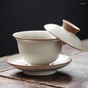 Cups Saucers Ruyao Bowl Covered Ceramic High-End Bowl Cup Tee Home Set