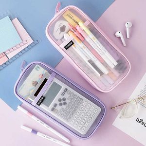 Learning Toys Transparent School Pencil Case For Students Colored Pen Bag Large Capacity Pencil Case Cute Storage Pen Pouch Stationery Supply