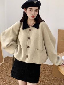 Women's Knits Casual Knitted Cardigan Women Korean Fashion Sweet Preppy Style Cropped Sweater Female Autumn Long Sleeve Single Breasted