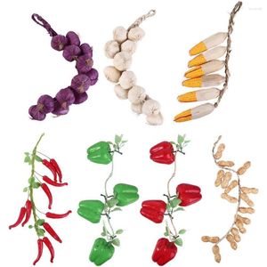 Decorative Flowers 1Pc Artificial Vegetables Hanging String Chinese Style Lifelike Fake Chili Pepper Corn Onion Garlic Kitchen Simulation