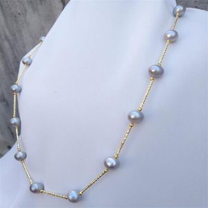 Buon pagamento dell'acquirente che valuta il cliente altamente raccomandato da 9-10 mm round naturale meridionali della collana perla grigia 19 283k