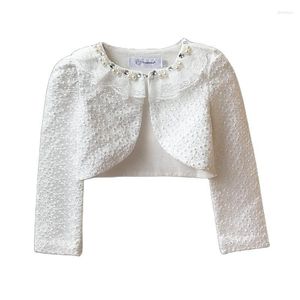 Jackets Boler Girls Lace Cardigan 3-9Y Girl Long Sleeve Jacket Wedding Dress Party White Pink Bolero Clothes Outerwear Coat