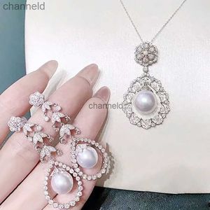 Dangle Chandelier Meibapj Real 925 Sterling Silver 9-10mm Natural Freshwater Pearl Fashion Jewelry Set Pendant Earrings Fine Wedding for Women HKD230822