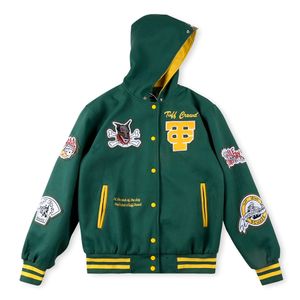 Hip Hop Jackets Mężczyźni Mężczyźni Haft Superior Płaszcze Modna Modna Baseball Zip Hat Hat Płaszcz swobodny wielkość swobodne bluzy