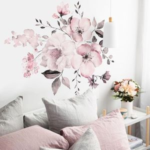 Adesivi per pareti adesivi da 3090 cm ad acquerello fiore rosa cluster di sfondo domestico La decorazione può essere rimossa 230822