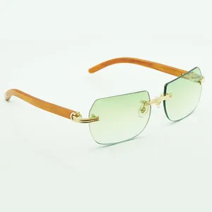 NEUE Modebrahmen geschnittene Ecke Sonnenbrille 8100906-O mit neuen Hardware natürliche orangefarbene Holzbeine High-End-Sonnenbrillenlinsen