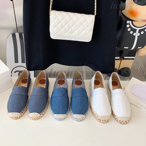 Designer casual skor piia sneakers platt botten halm vävda loafers kvinnor stickskor mode fiskare skor denim mulor