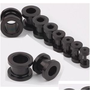 Plugs Tunnels 100Pcs/Lot Mix 2-10Mm Stainless Steel Screw Black Ear Plug Flesh Tunnel Piercing Body Jewelry J80Ue Drop Delivery Otkis