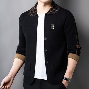 Erkekler kazak lüks b harfli baskılı hırka ceket Kore moda giyim büyük boy siyah gri koca tasarımcı ceket