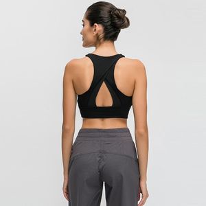 Roupa de ioga XLWSBCR Lucky Color Women Longline Sports Bra com recorte de triângulo nas costas de alto impacto no pescoço