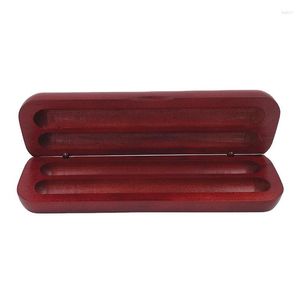 Pen Display Box Maple Wood Case Fountain Storage 2 Organizer Collection Burgundy