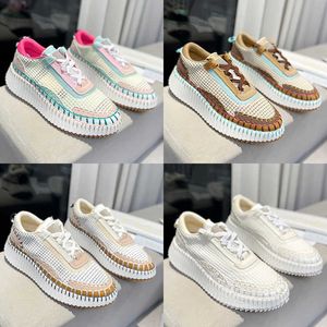 Women Outdoor Casual Shoes Designer Sneakers New Pattern Canvas Rainbow Trainers Recycled Mesh Fabric Running Sports Shoe With Box NO462