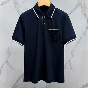 Mens Polos Summer Loro Piana Cotton Navy Blue Busine