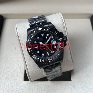 GMT Fashion Men Watch 40mm سوداء من السيراميك 904L حزام من الفولاذ المقاوم للصدأ 2813 حركة المصمم الفاخر مشاهدة الرياضة رجال مشاهدة الياقوت الزجاج dhgate 007