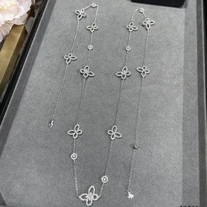 Dupe Brand Top Quality 925 Sterling Silver Butterlfy Long Chain Halsband Trendiga smycken för kvinnor