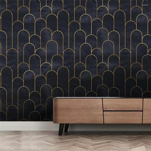 壁紙ブラックゴールドメタルアーク装飾ステッカーセルフ接着剤の防水壁紙皮とスティックコンタクトペーパーベッドルーム家具