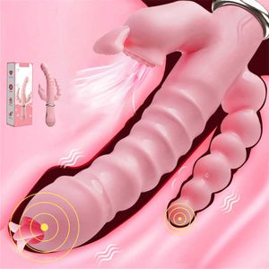 Massager 3in1 Rabbit Vibrator Masturbats Dildo Licking Vagina G-Spot Anal Anal dla kobiet dorosłych