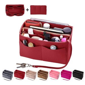 Kosmetiska väskor Case's modestil Makeup Organizer Filt Insert Bag For Handbag Travel Inner Purse Portable Packge Fit olika 230821
