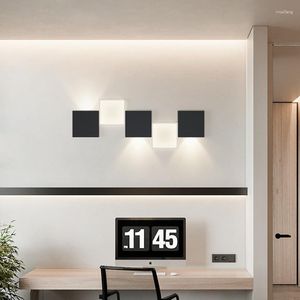 Wall Lamp 3 Colors Led Tv Background Aisle Black White Square Modern Fashion Lights Bedsise Living Room Ceiling Lighting