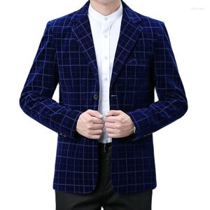 Męskie garnitury mężczyźni złota aksamitna kurtka do mokree czarna / niebieska moda luksusowy biznes towarzyska sukienka weselna płaszcz Slim Fit Blazer