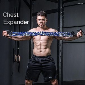 Motståndsband latex bröst expander justerbar styrka tränare fitness hem gym träning utrustning bicep triceps byggare gummi dragning