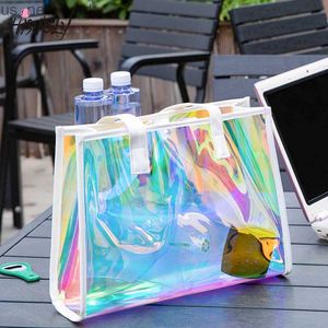 Totes 2023 Sommer Neue Modehandtaschen Frauen All-Match-Umhängetasche Feamle große Kapazität Buntes Jelly Laser Transparent Bag Bolsos HKD230822