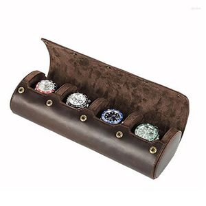 Watch Boxes Leather Box Storage Case 4 Slots Organizer For Men Mechanical Wrist Watches Display Collection Accessories