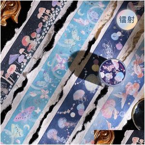 Gift Wrap Dreamy Laser Jellyfish Goldfish Tapes Journal Masking Tape Diy Scrapbooking Decoration Washi Sticker Label Drop Delivery H Otgqf