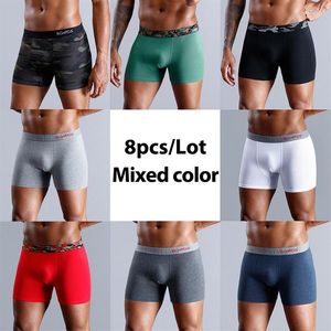 UNDUPTS 8 PCS Erkek Panties Set Sexy Man Boksörler Pamuk Çarparlar Çok Gay Gay Boksörler Erkek Aile Boksör Erkekler Sebipleri Ca273L