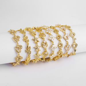 Браслеты очарования, продавая блестящий CZ Clover Bracelet Fashion Geometric Регулируемая очаровательная для женских ювелирных украшений Подарок оптом 230821