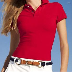 Polos de pólo feminino Qualidade de verão pequena camisa mujer pólo usa quimise femme top algodão camisetas de manga curta clássica