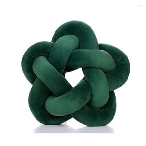 Pillow Inyahome Star Shaped Handmade Knotted Lumbar Bed Stuffed Throw For Kids Room Christmas Decor Green