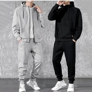 Tute da uomo Casual Abbigliamento sportivo da uomo Set da due pezzi Cardigan con cappuccio autunno inverno e pantaloni caldi alla caviglia Abito alla moda 230822