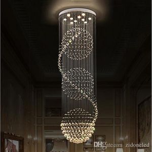 LEDクリスタルシャンデリアライト階段吊りライトランプ屋内照明装飾D70cm H200cmシャンデリア照明器具268T