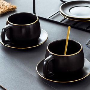 Tassen Untertassen Xinchen 1 Set nordische Keramik Matte Tasse und Untertasse mit Löffel Nachmittag Tee Milch Kaffeewasser Tasse Teaset